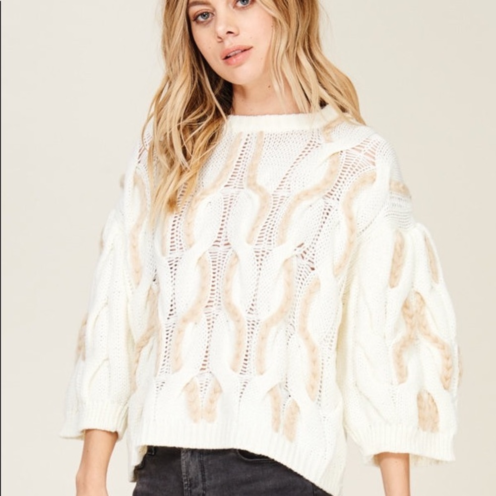 Long Puff Sleeve Pullover Sweater